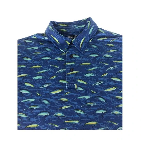Magellan‎ Outdoors Pro Print Short Sleeve Fishing Polo Shirt Men's Size M Blue - Picture 3 of 8